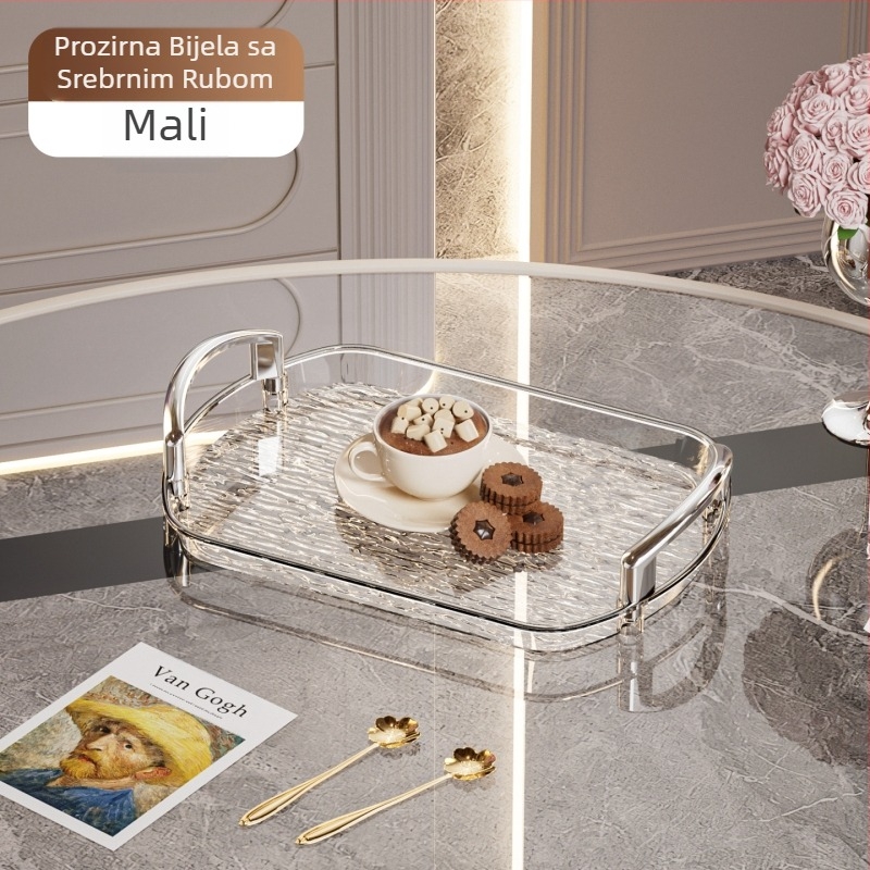 Lagani luksuzni plastični pladanj s ručkom, vrhunski kućanski pladanj za čaj s dvostrukim ušima, pladanj za večeru, veliki pladanj za komercijalni restoran