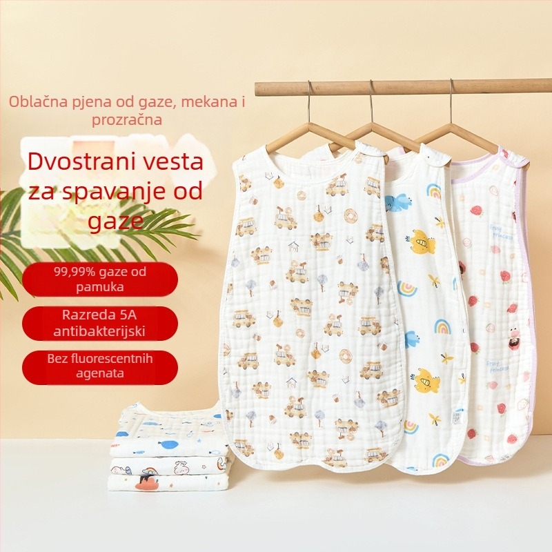 Dvostrana vreća za spavanje u obliku prsluka za bebe, zaštita trbuha novorođenčeta od čistog pamuka A-klase, prošivena deka protiv udaraca, tanka i udobna za spavanje