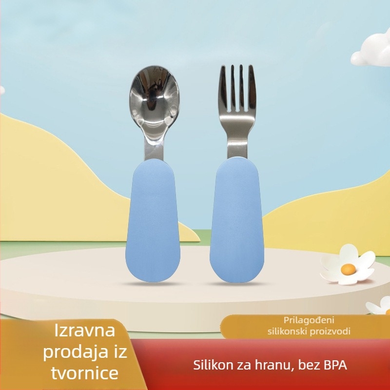 Dječji tanjur za večeru, mali set posuđa, silikonski tanjur za večeru od nehrđajućeg čelika 304, prehrambene kvalitete, otporan na pad, s vakuumskom čašicom