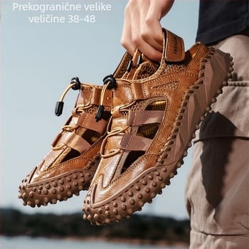 Prekogranične plus size AliExpress sandale za muškarce, moderne ležerne cipele s jednom pedalom, ljetne cipele od ultra-vlaknaste kože 2025., veleprodaja