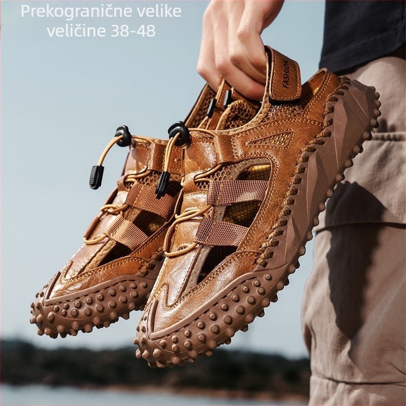 Prekogranične plus size AliExpress sandale za muškarce, moderne ležerne cipele s jednom pedalom, ljetne cipele od ultra-vlaknaste kože 2025., veleprodaja