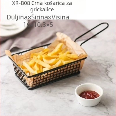 Američki stil kreativnog posuđa za stol, željezna košarica za pržene grickalice, košarica za pomfrit, košarica za pržene deserte, košarica za kruh s prženom piletinom, tanjur i posuda