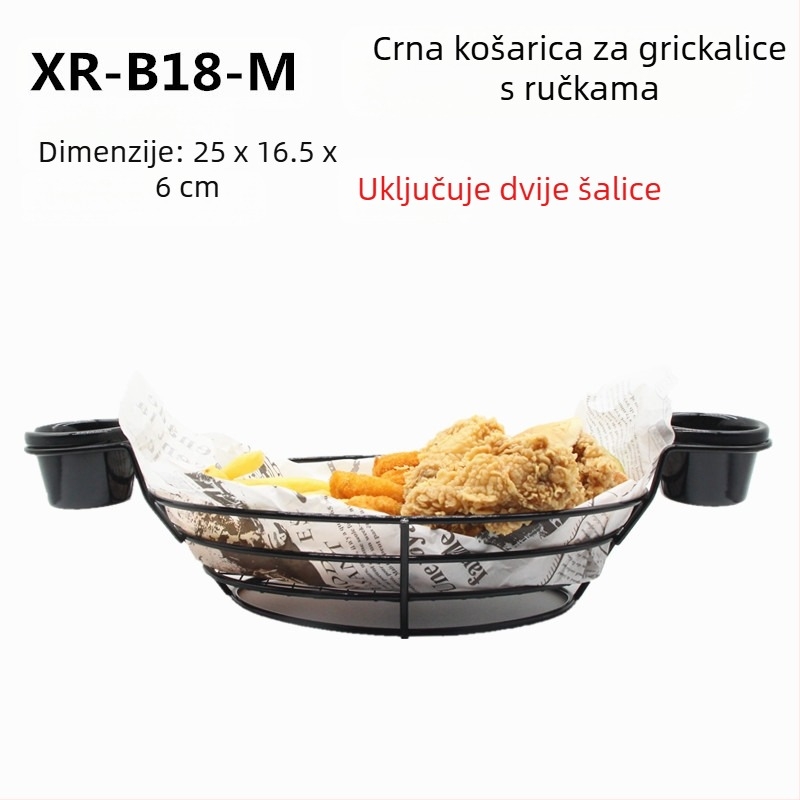 Američki stil kreativnog posuđa za stol, željezna košarica za pržene grickalice, košarica za pomfrit, košarica za pržene deserte, košarica za kruh s prženom piletinom, tanjur i posuda