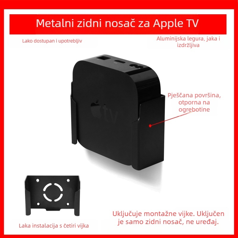 Prikladno za Apple TV Apple TV 4K Apple TV6 nosač za zid Crno
