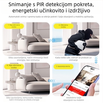 Bežična WiFi kamera s isključenom baterijom, WiFi verzija, ugrađena litijeva baterija, PIR humanoidni monitor za kućno korištenje