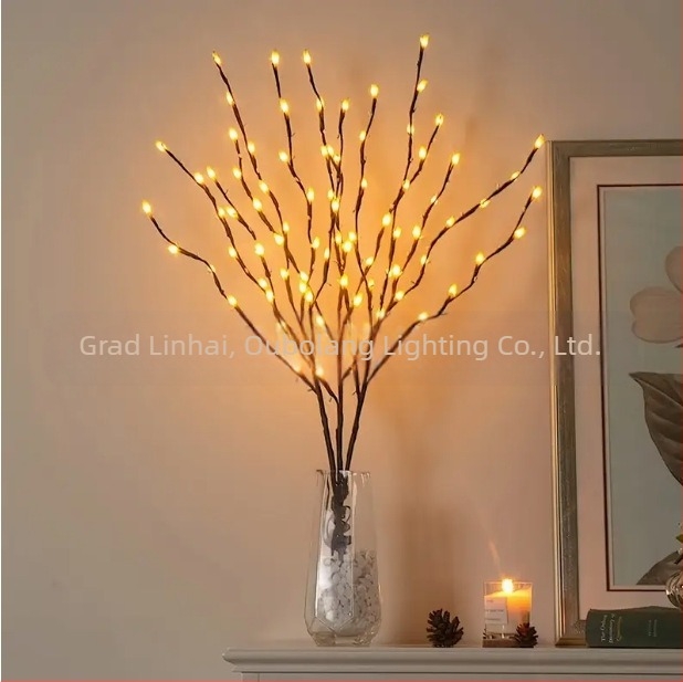 LED svjetlosni niz za grane - na baterije za unutarnju vazu, novogodišnju dekorativnu svjetiljku za veličinu, prekograničnu svjetiljku za drvce