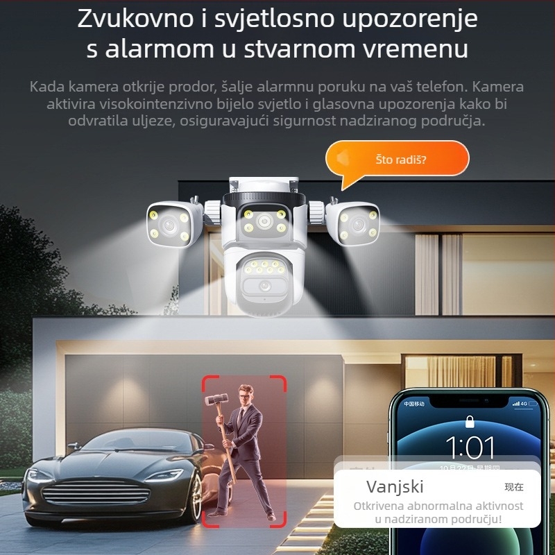 Tvornička izravna bežična WiFi kamera za nadzor kuglaste veze s tri oka, vanjska dvostruka kamera, slobodni protok, vodootporna vanjska