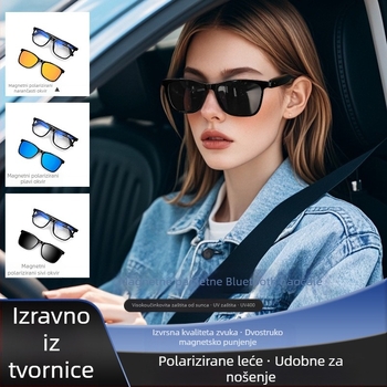 AI pametne Bluetooth naočale za prevođenje GS05, set sunčanih naočala za slušanje glazbe i pozivanje s zamjenjivim lećama za kratkovidnost, polarizirane sunčane naočale