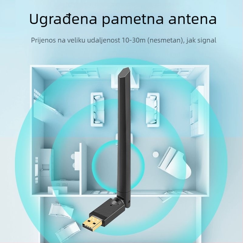 Bluetooth adapter 5.4 s antenom, USB adapter, računalo, prijemnik, odašiljač, Bluetooth stick