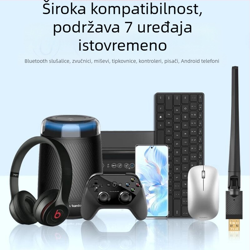 Bluetooth adapter 5.4 s antenom, USB adapter, računalo, prijemnik, odašiljač, Bluetooth stick