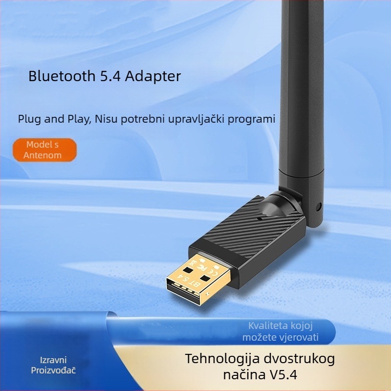 Bluetooth adapter 5.4 s antenom, USB adapter, računalo, prijemnik, odašiljač, Bluetooth stick