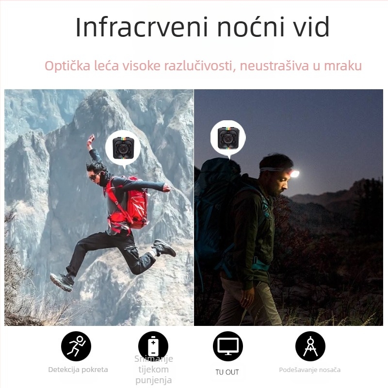 Zrakoplovna kamera HD 1080P infracrvena noćna kamera za sport, kućna SQ11 Dv dječja mala kamera s palcem