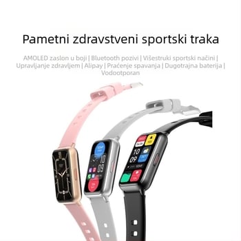 Pametni sat HK72 AMOLED zaslon s otkucajima srca, kisikom u krvi, praćenjem sna, NFC, Bluetooth pozivima, sportskom narukvicom 2025