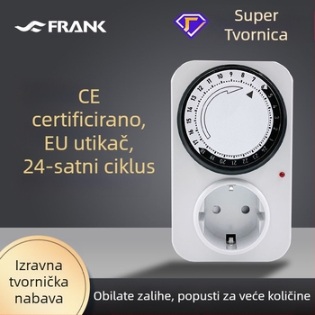 Prekogranična europska standardna vremenska utičnica 24-satni ciklus mehanički timer automatski prekidač za isključivanje vremena