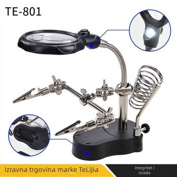 Stol s povećalom i svjetlom, hardverski alati, matična ploča za mobilne telefone, popravak digitalne opreme, pomoćna LED stezaljka