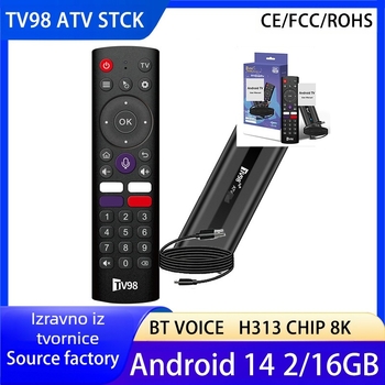TV98 ATV 8K PRO Set Top Box Android14 TV BOX za vanjsku trgovinu Quanzhi H313 Glasovni daljinski upravljač Y10
