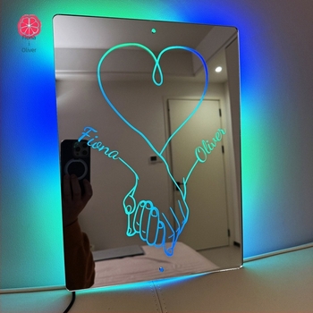 Prekogranični par Ruka u ruci Imenska ogledalna lampa Personalizirana ogledalna lampa s imenom Tvornica božićnih poklona za Valentinovo