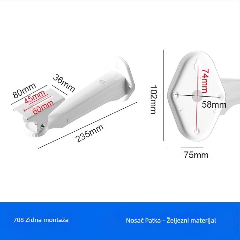 Ojačani zidni stup 708 Željezni nosač za kameru s pačjim kljunom Univerzalni nosač za kameru s pačjim kljunom za unutarnju i vanjsku upotrebu