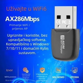 Wifi6 bežična mrežna kartica bez upravljačkih programa 286M stolno prijenosno računalo USB bežični WiFi prijemnik AP odašiljač