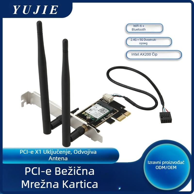M.2 NGFF na PCIE WIFI6 adapterska kartica pogodna za AX210 AX200 bežičnu mrežnu karticu za stolna računala s dvostrukim opsegom