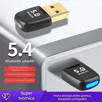 Novi Bluetooth adapter 5.4 bez upravljačkih programa, stolno računalo, USB Bluetooth prijemnik, odašiljač, slušalice, zvučnik