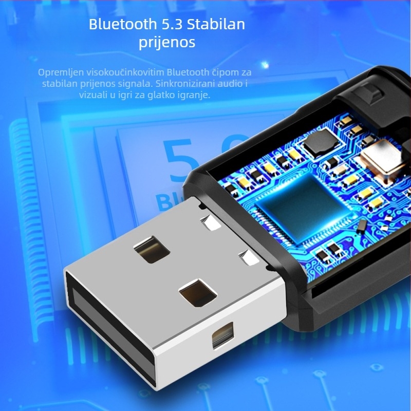 USB Bluetooth audio odašiljač 5.3 pogodan za PS4/PS5/Pro/Switch/računalni Bluetooth prijemnik