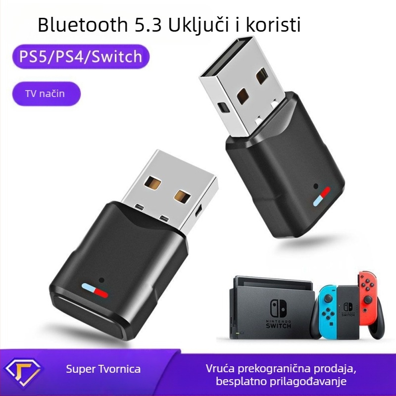 USB Bluetooth audio odašiljač 5.3 pogodan za PS4/PS5/Pro/Switch/računalni Bluetooth prijemnik