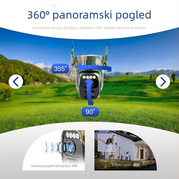 Kućna solarna nadzorna kamera s daljinskim upravljačem za mobilni telefon HD panoramska noćna kamera za vanjsku vodootpornu bežičnu kameru