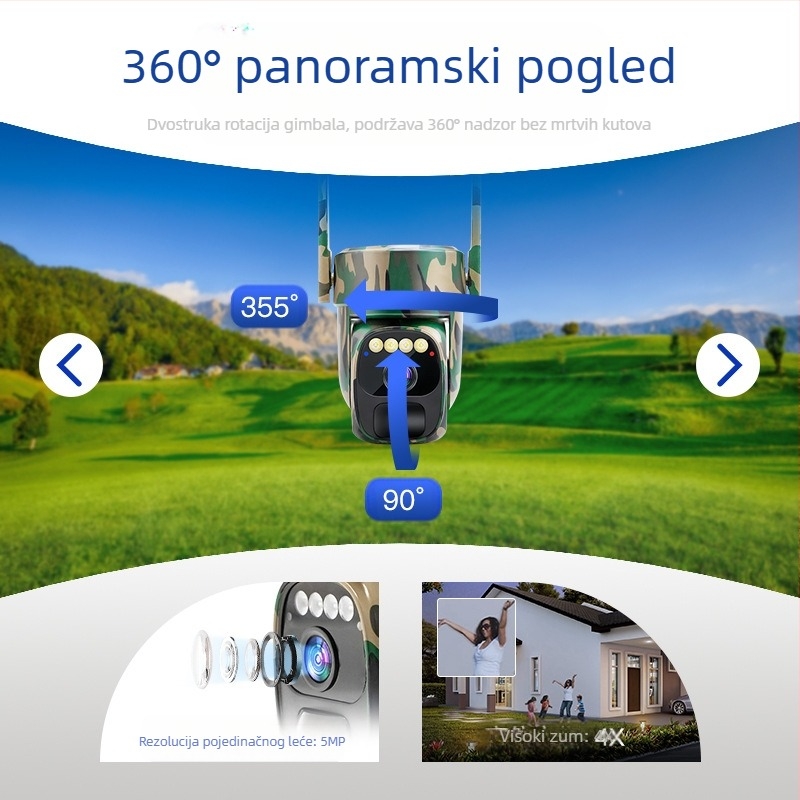 Kućna solarna nadzorna kamera s daljinskim upravljačem za mobilni telefon HD panoramska noćna kamera za vanjsku vodootpornu bežičnu kameru
