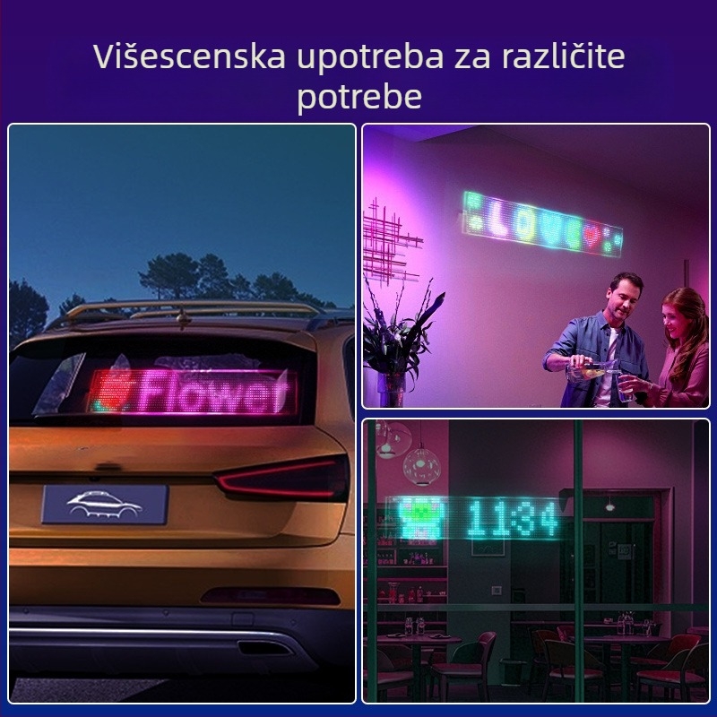 Prozirni pametni LED fleksibilni automobilski zaslon za pomicanje, oglas na stražnjem staklu automobila, emotikon, naljepnica za automobil, pametna naljepnica za automobil