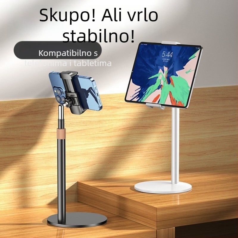 Metalni stalak za prijenos uživo prikladan za mobilne telefone, tablete, iPade, teleskopski, rotirajući, za lijeno korištenje, veleprodaja na stolu, podesiva visina
