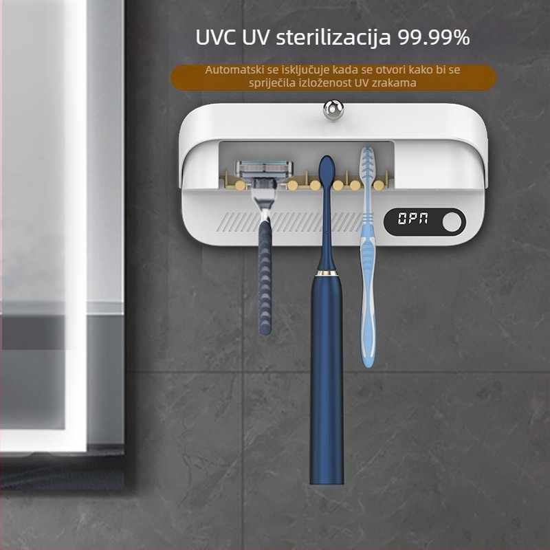 Novi ultraljubičasti sterilizator za zubne četkice koji se suše na zraku s 4 stalka za pohranu, ugradnja bez čavala, britvice za prekogranične britvice