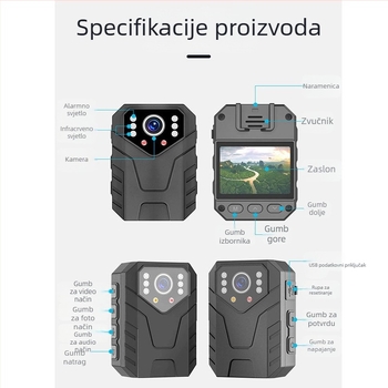 Snimač za provedbu zakona na licu mjesta 4K HD prsna oprsnica višenamjenska izdržljiva bežična vodootporna kamera za stražnju patrolu