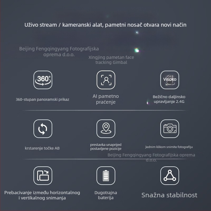 Zhifeng YT2000 električni panoramski snimak s nagibom od 360 stupnjeva, prepoznavanjem lica, može se daljinski upravljati videom uživo s mobilnog telefona