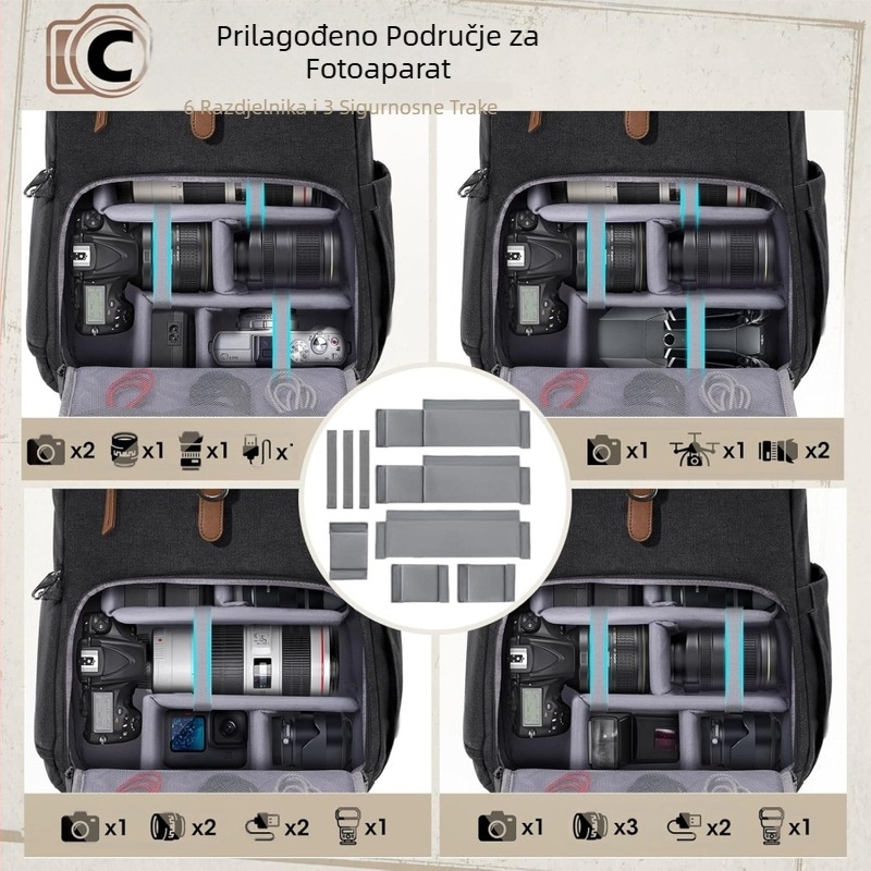 Jednostavna ležerna vanjska torba za fotografiranje, vodootporna i otporna na habanje, platnena školska torba