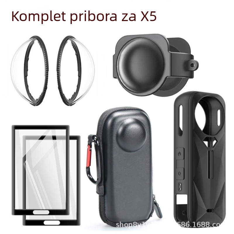 Yingshi insta360 X5 silikonska zaštitna futrola za ogledalo, zaštitna torbica za pohranu, kaljena folija, prekogranična prodaja Amazon AliExpress