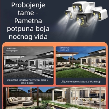 Mini vanjska vodootporna nadzorna kamera s tri objektiva, tri zaslona i više kutova, žičana/WiFi mrežna