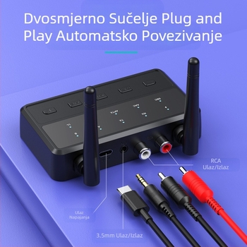 Novi 5.3 Bluetooth audio adapter s kvalitetom zvuka bez gubitaka, Aptx Bluetooth glazbeni prijemnik i odašiljač, jedan za dva