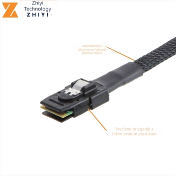 Podatkovni kabel Mini SAS 8087 na 4 SATA SAS 36p na SATA 3.0 SSD prema naprijed