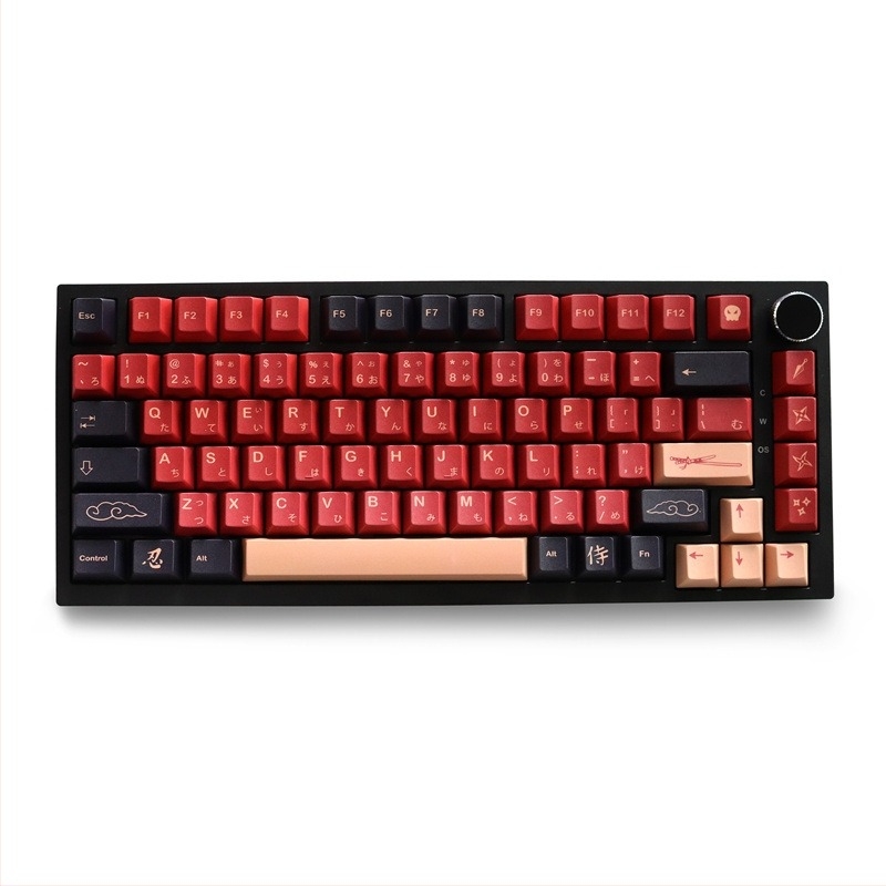Crvena samurajska PBT mehanička tipkovnica s peterostranom termalnom sublimacijom i ponovnim graviranjem tipki za personalizaciju, GMK originalna visina, mali kompletni set