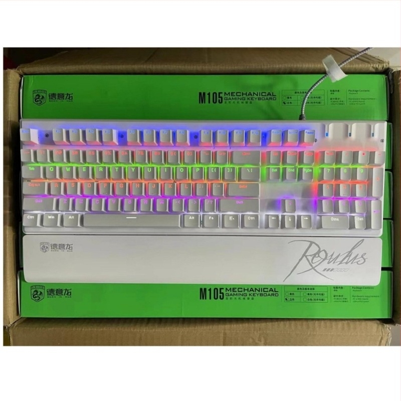 De Yilong deiogDY-105 Žičana mehanička tipkovnica Uredska e-sportska igra Stolno računalo RGB Prava mehanička tipkovnica