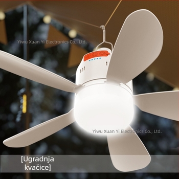 Mala stropna ventilatorska lampa za krevet/spavaonicu, tihi USB punjivi ventilator za vanjski kamp u stilu šatora, mini dugotrajna ventilatorska lampa