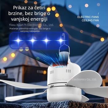 Mala stropna ventilatorska lampa za krevet/spavaonicu, tihi USB punjivi ventilator za vanjski kamp u stilu šatora, mini dugotrajna ventilatorska lampa