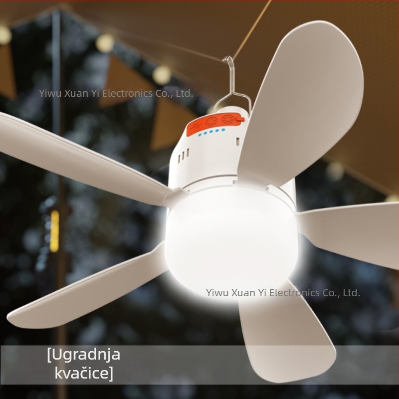 Mala stropna ventilatorska lampa za krevet/spavaonicu, tihi USB punjivi ventilator za vanjski kamp u stilu šatora, mini dugotrajna ventilatorska lampa