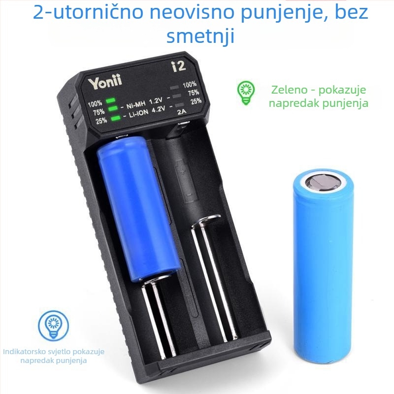 21700 pametni punjač baterija 26650, 18650 NiMH AA pametni USB punjač s dva utora, brzo punjenje 2A