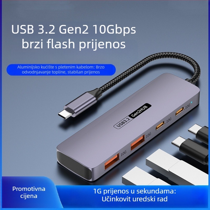 TypeC10G Expansion 2A2C Prijenosno računalo Tablet Mobilni telefon Breakout pretvarač USB 3.2hub priključna stanica