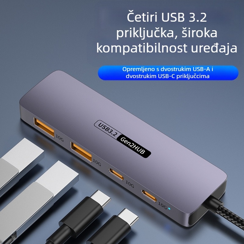 TypeC10G Expansion 2A2C Prijenosno računalo Tablet Mobilni telefon Breakout pretvarač USB 3.2hub priključna stanica
