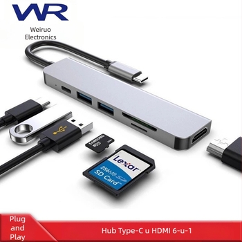 Višenamjenska priključna stanica tipa C Hub 4K visoke razlučivosti USB prijenosno računalo sa šest priključaka tipa C
