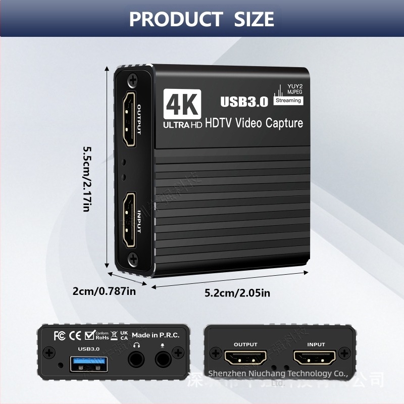 USB3.0 kartica za snimanje videa, HDMI4K kutija za snimanje, mikrofon za emitiranje igara, 1080P snimač, 60FPS