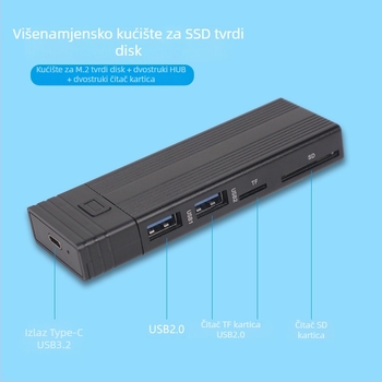 Dvoprotokolni M.2 NVME/SATA 10g mobilni tvrdi disk ytpe C port USB3.1 SD TF čitač kartica